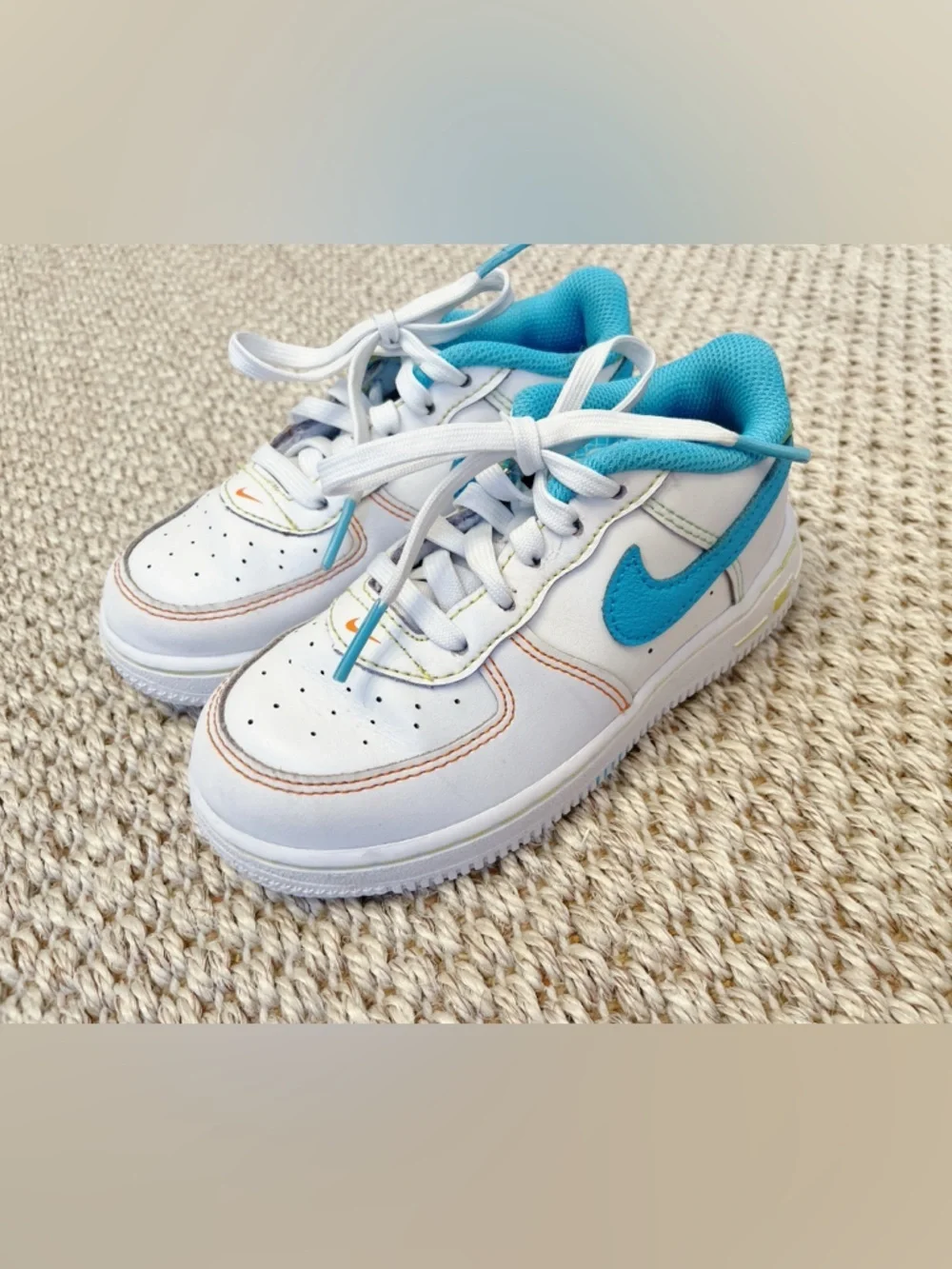 Toddler's Nike Force 1 LV8 White/Baltic Blue-Action Green (FJ4811 100) 10